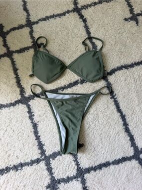 Olive Green Triangle Bikini Set